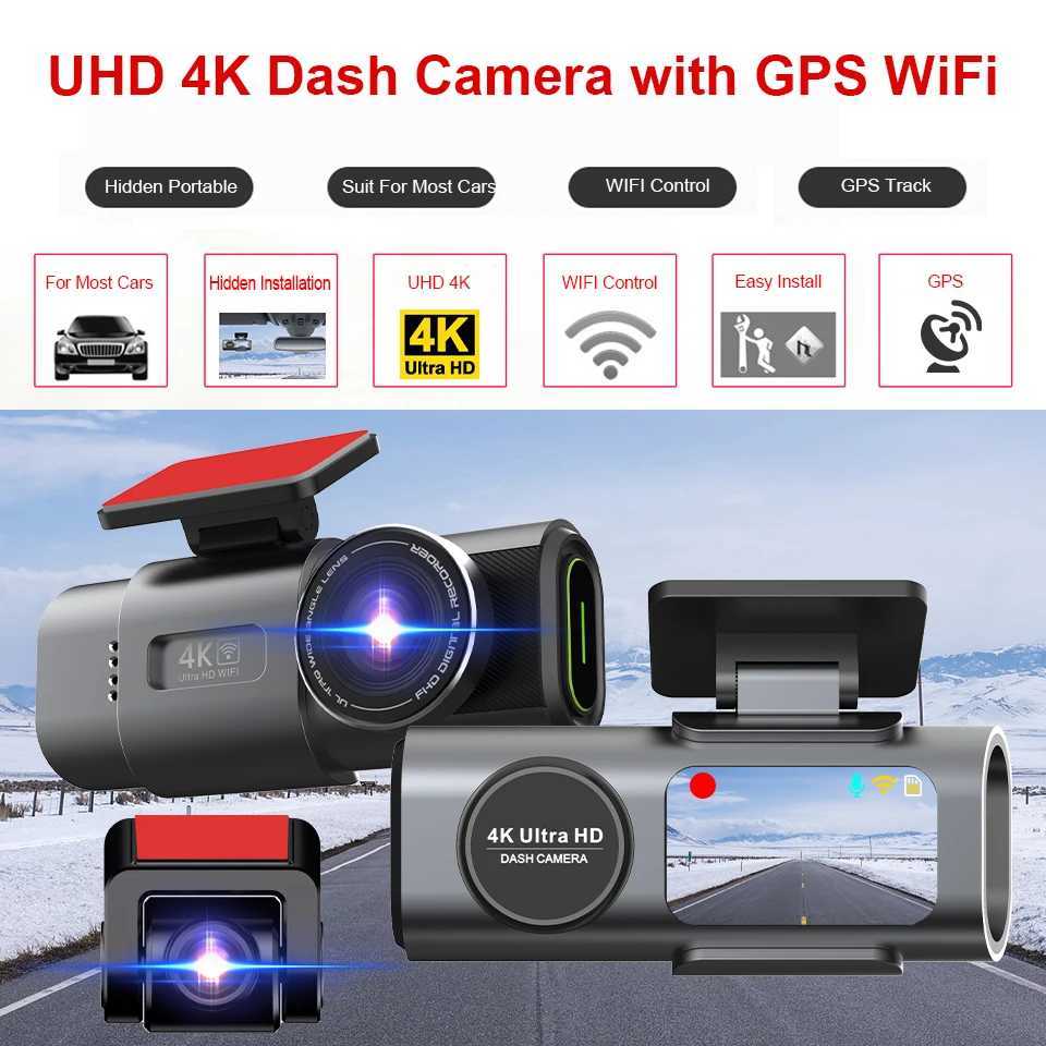 Car dvr 4K Dashcam Mini Camera Recorder GPS Wifi 24H Parking Dual Lens With 1080P Rearview Camera Night Vision Black Box For Car R250529