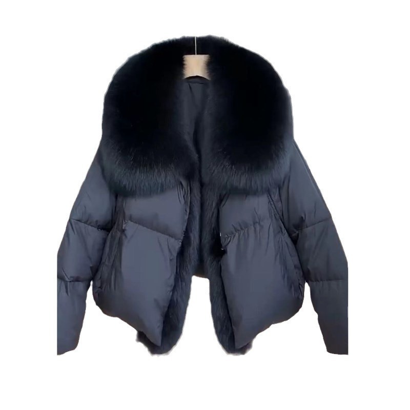 Casual Cotton-Padded Coat Spliced Big Fur Lapel Women Winter Flully Keep Warm Thick Parkas Outerwears New 16O3133