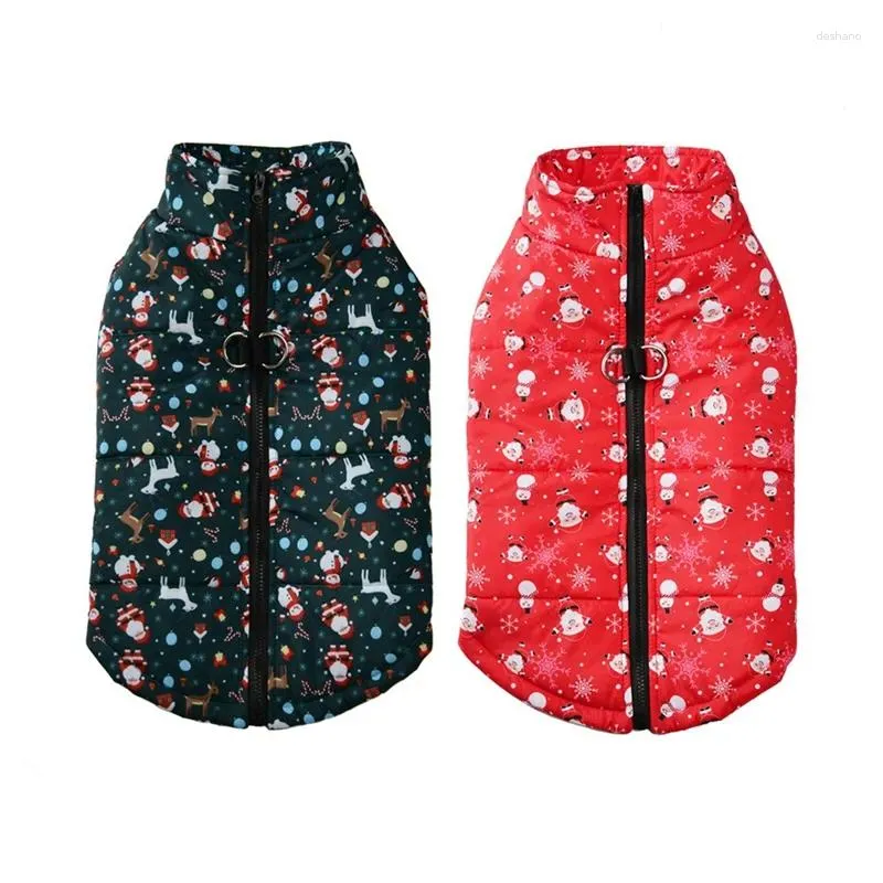 Dog Apparel Christmas Pet Vest Warm Elk Santa Claus Jackets Xmas Waterproof Printed Jacket Coat Winter Puppy Medium Clothes HF40