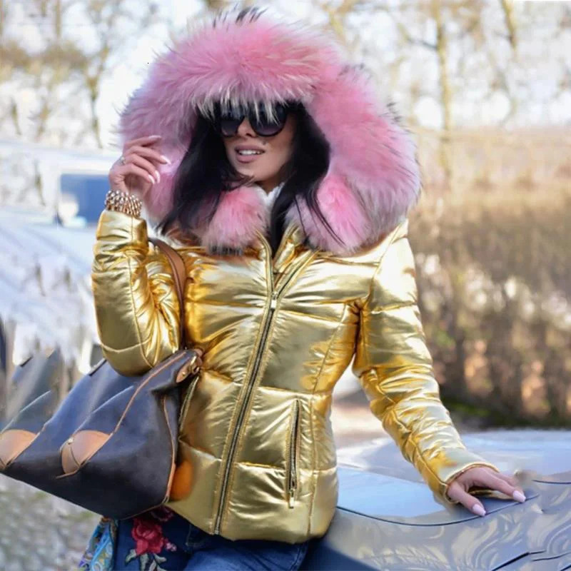 Thick Parka Fur Collar Hooded Women Jacket Coat Winter Ladies Casual Zipper Short Fashion Cotton Padded Warm Outwear 241209