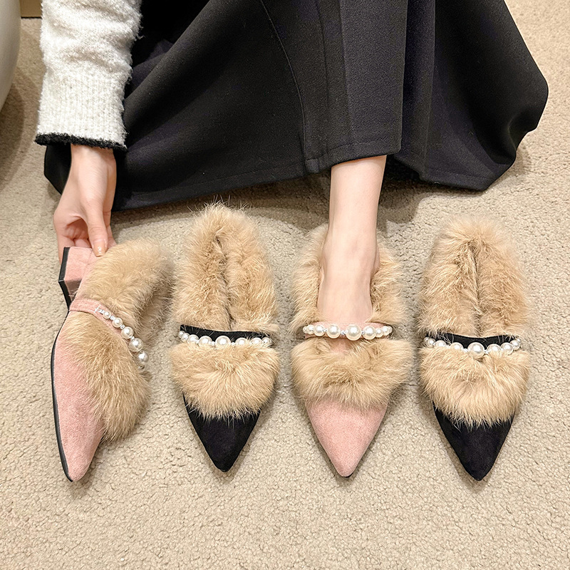 Women Dress Shoes:Fleece Winter Evening Party Wear Pointed Toe Veet Gentle Style High Heel Fashion Comfort,Black/Pink,Free shipping