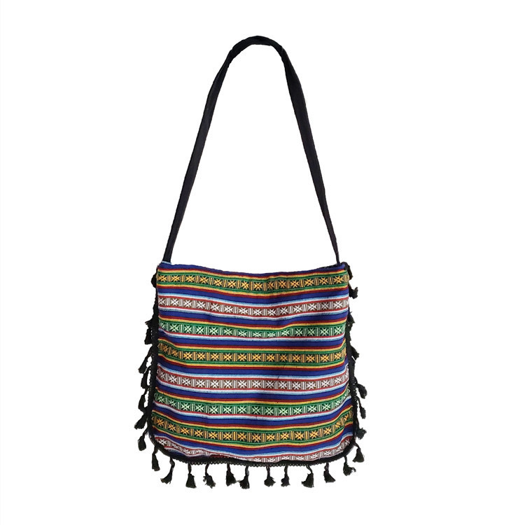 New artistic Bohemian canvas New ethnic style Su diagonal cross bag, women's shoulder bag