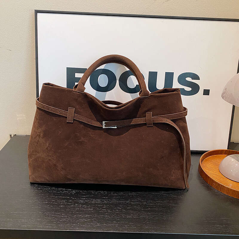 Handheld Tote for Women Suede Medium Top Handle Satchel Shoulder Bag Autumn Winter Matte Leather Trendy Large Commuter Shoulder Underarm Bag