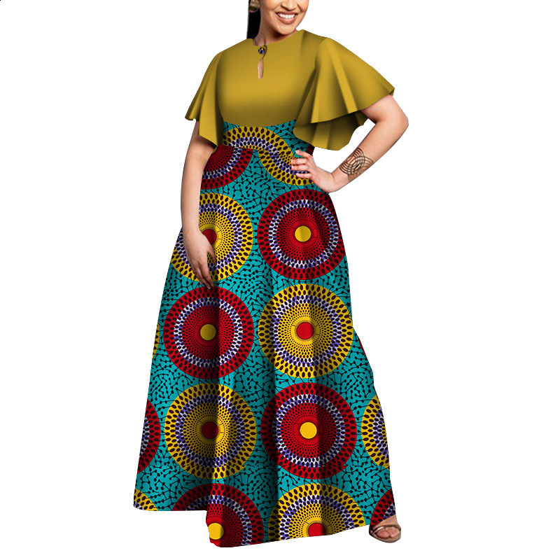 Large size party dress womens dress style elegant womens printed wax clothing 210408
