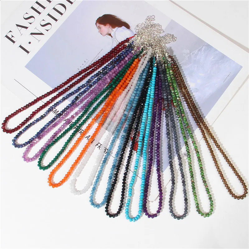 Natural stone bead necklace 3 * 4mm face wheel shaped chalk crystal necklace for womens Kravik chain necklace jewelry 241210