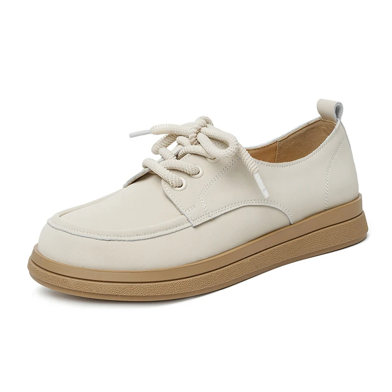 AIYUQI Women's Flats Shoes Genuine Leather Straps Student Shoes Women British Style Large Size Spring Shoes Women