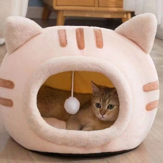 Pet Cave Donut Bed for Cats & Small Dogs - Soft Wool Nest sense of security washed dog house disassembled general winter warm
