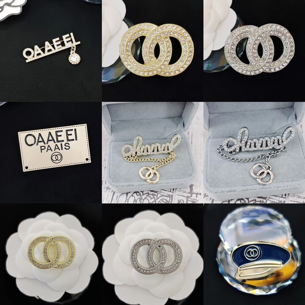 Brooches Pins Broche Designer Brooch Letter Womens Crystal Gold Plated Sier Broo Suit Pin Wedding Party Dress Jewelry Christmas Gifts