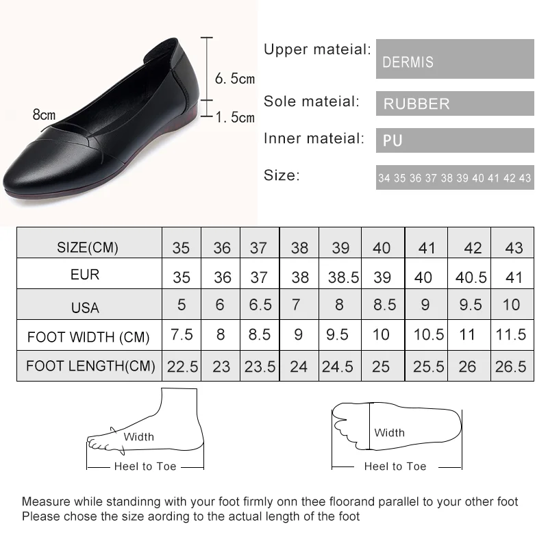 AIYUQI Women's Flat Shoes Spring Genuine Leather Casual Shoes Women Large Size Non-Slip Mom Shoes