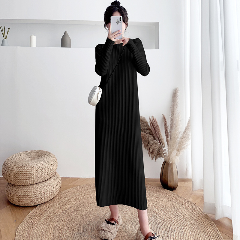 L113 Large size sweater dress for women autumn and winter new thick Korean loose bottom long knee-length knitted dress