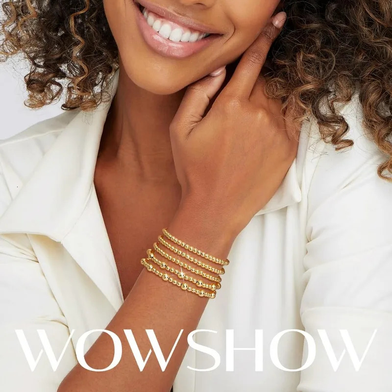 5Pcs/set bead bracelet womens trend stacking 14K gold-plated stackable bead ball bracelet set jewelry gift 241211