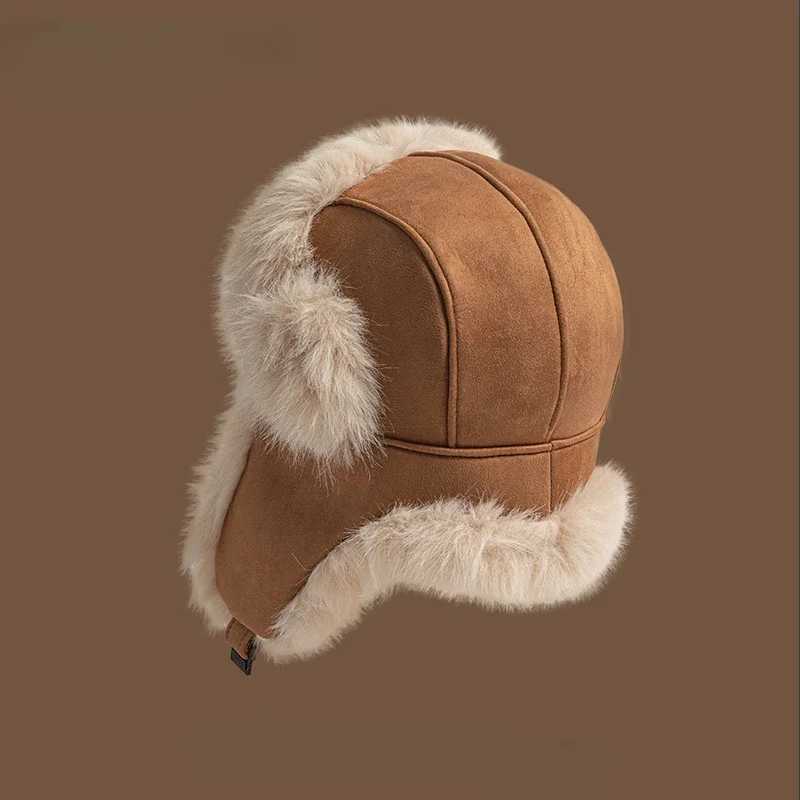 High Quality Winter Velvet Suede Lei Feng Hat Men and Women Outdoor Riding Warm Ear Protection Skiing Ushanka Russia C GorrasX241210