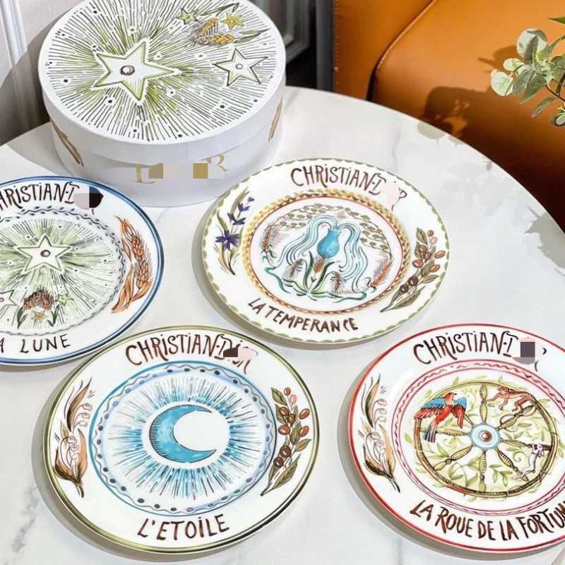Creative Ceramic Steak Plate 4pcs Set Combination Household Hand-painted Western Food Plate Salad Plate Ceramic TablewareXJ241209