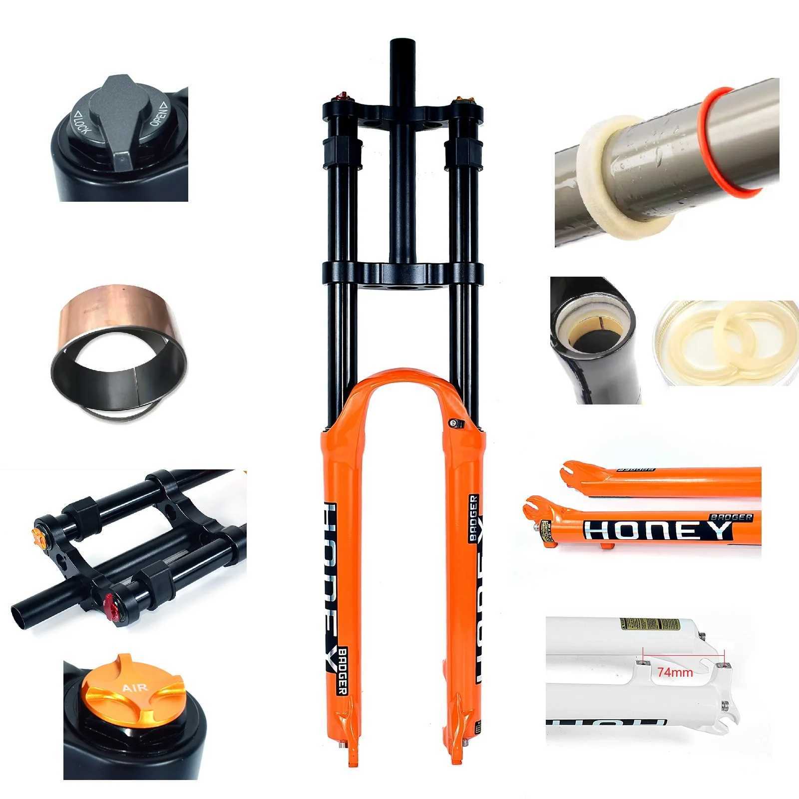 Bike Forks Mountain Bike DH Shoulder Fork 26 27.5 29 Inch Magnesium Alloy Air Fork 9X100MM Durable Straight Tube Hand Lock Fork S2412114