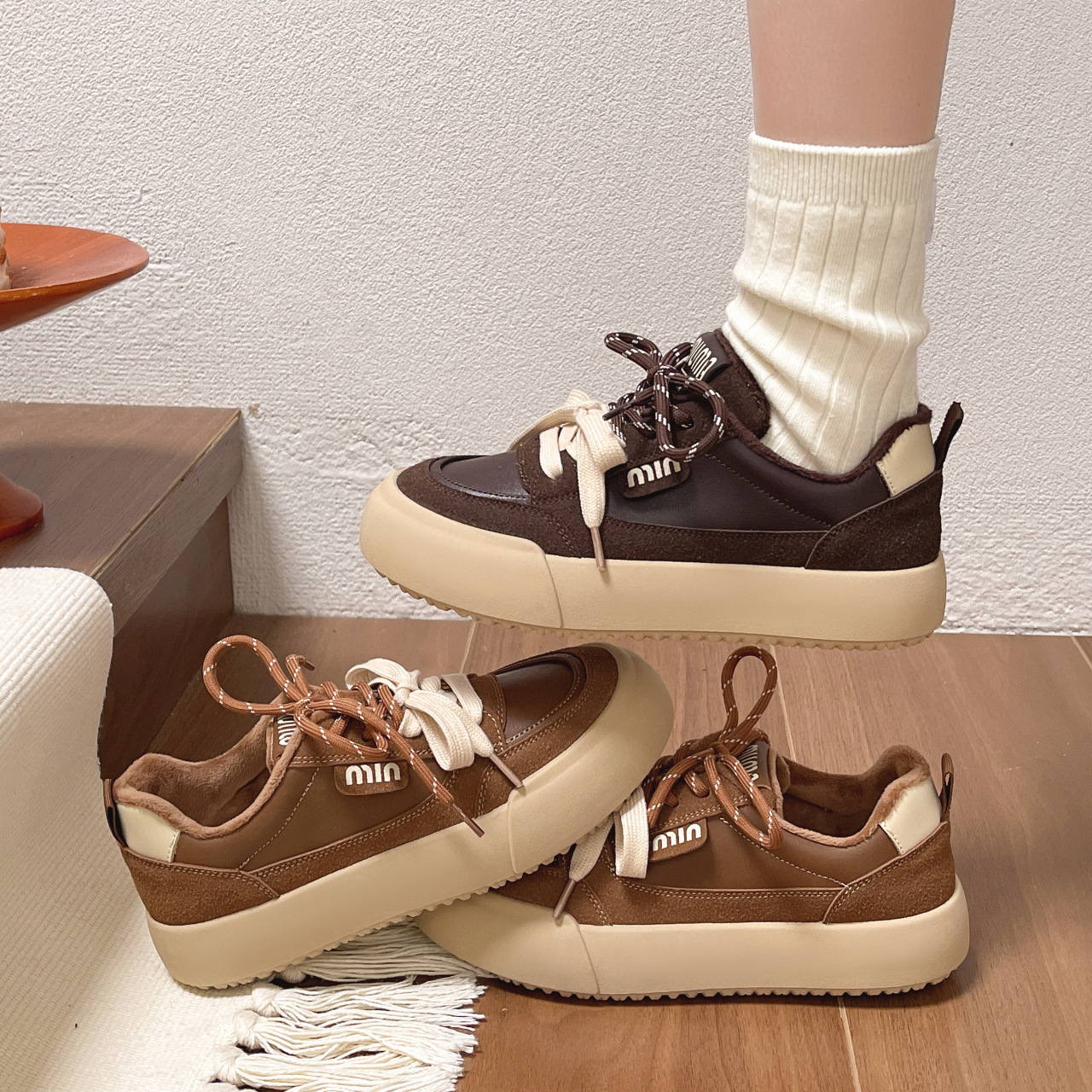 Women Shoes:Versatile Thick Soft Sole Casual Athleisure Style Fashion Shoes,Brown/Coffee,Free shipping