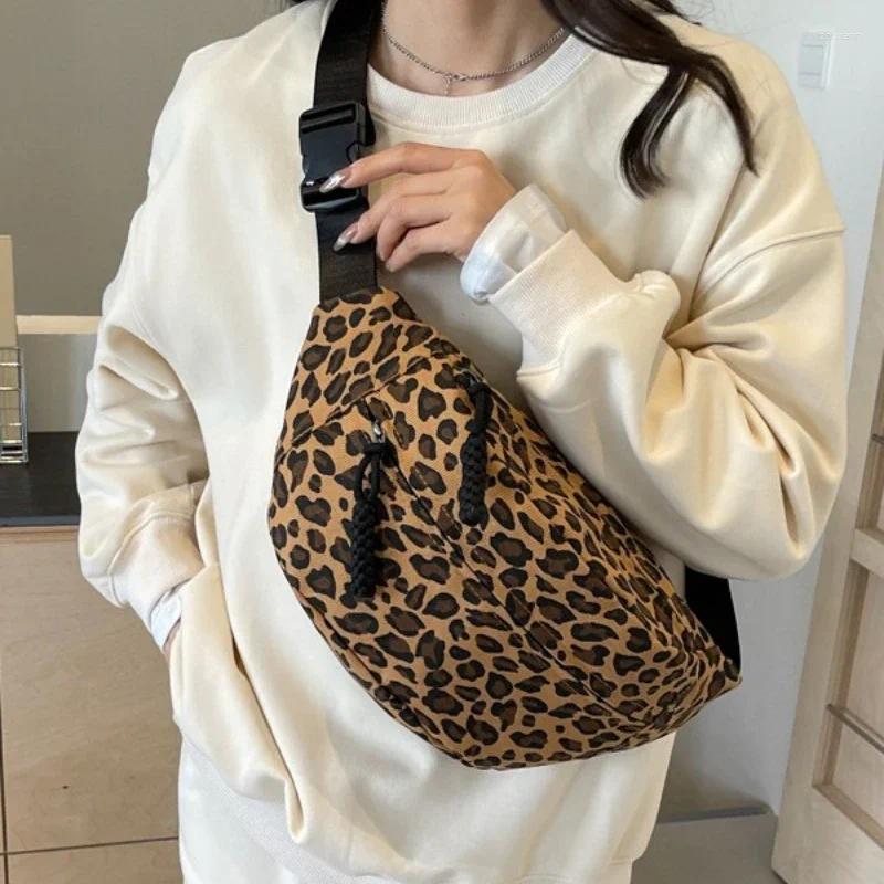 2025 NEW Waist Bags Leopard Print Bag Street Trend Fanny Pack Woman Chest Canvas Belt Fashion Female Shoulder Crossbody zhanyishengli