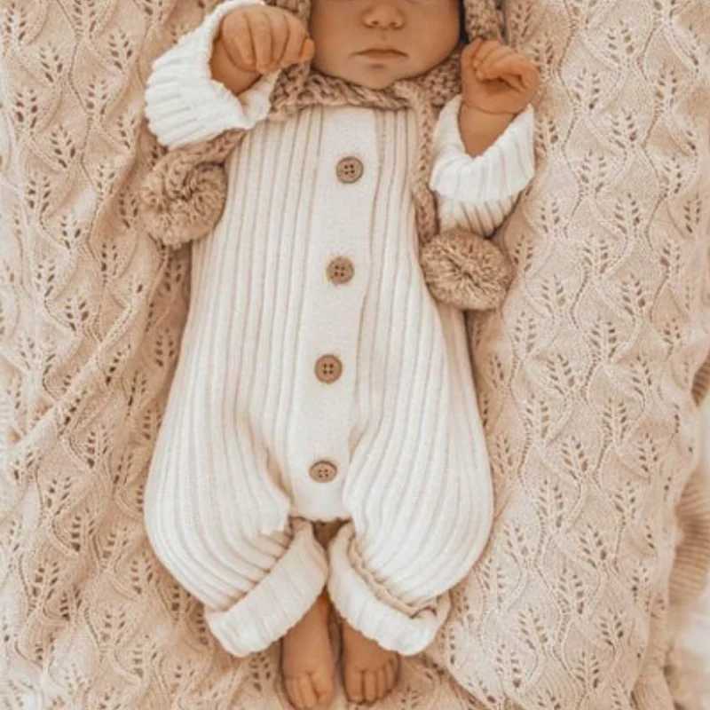 Little boys and girls no gender thick ribbed baby jumpsuit baby fashion natural basic pajamas baby comfortable winter clothing M241211 - view 1