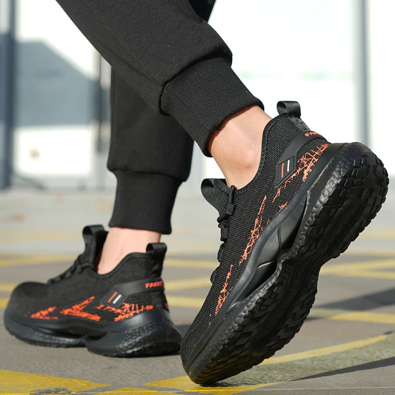 comfortable mens safety shoes anti slip lightweight steel toe caps composite work boots sports shoes wearable shoes 241211