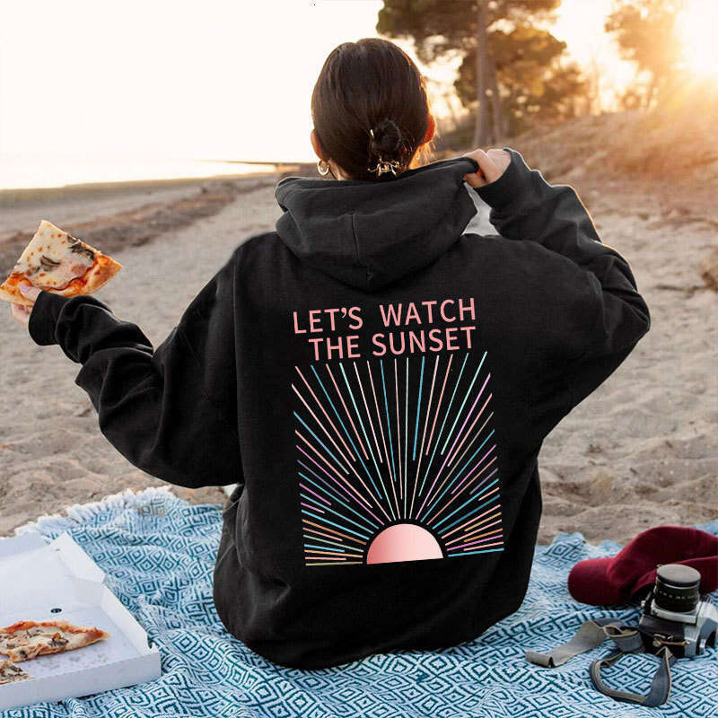 sweatshirts Men's and women's printed sunshine hoodie Let's Watch The Sunset hoodies