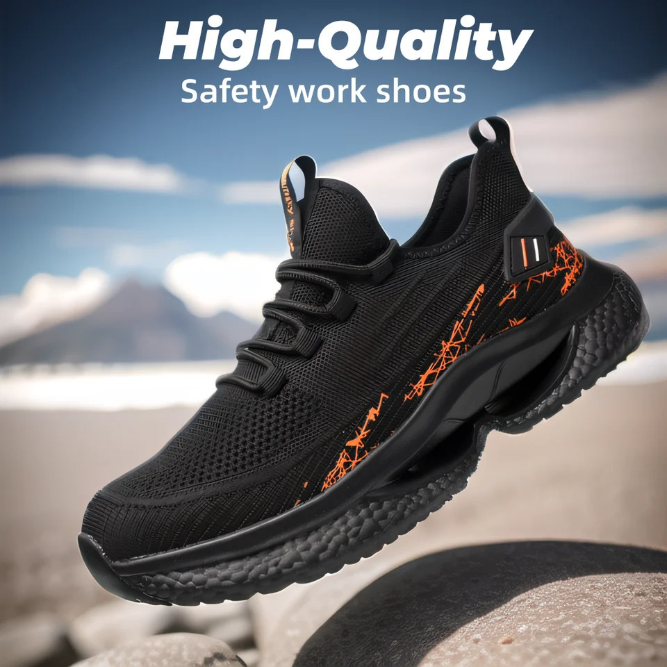 comfortable mens safety shoes anti slip lightweight steel toe caps composite work boots sports shoes wearable shoes 241211