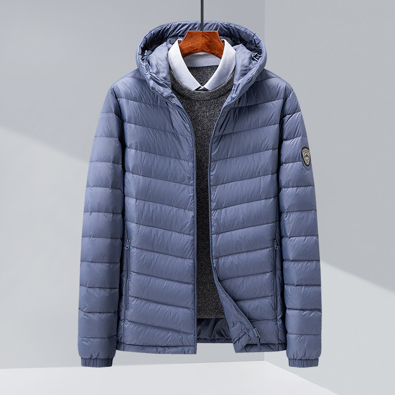 M12113 High fleece lightweight down jacket men 2024 winter white duck down warm jacket