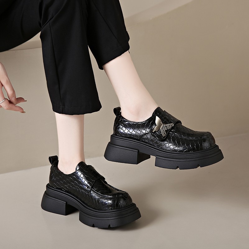 Women Casual Shoes:Dress Patent Leather Shoes Design Sense Thick Sole NEW hot Loafers Shoes,Black/Brown,Free shipping