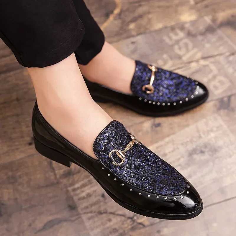 Shiny Leather Shoes for Men Platform Dress Shoes Luxury Slip on Men Loafers Party Designer Wedding Footwear Zapatos Para HombresX241210