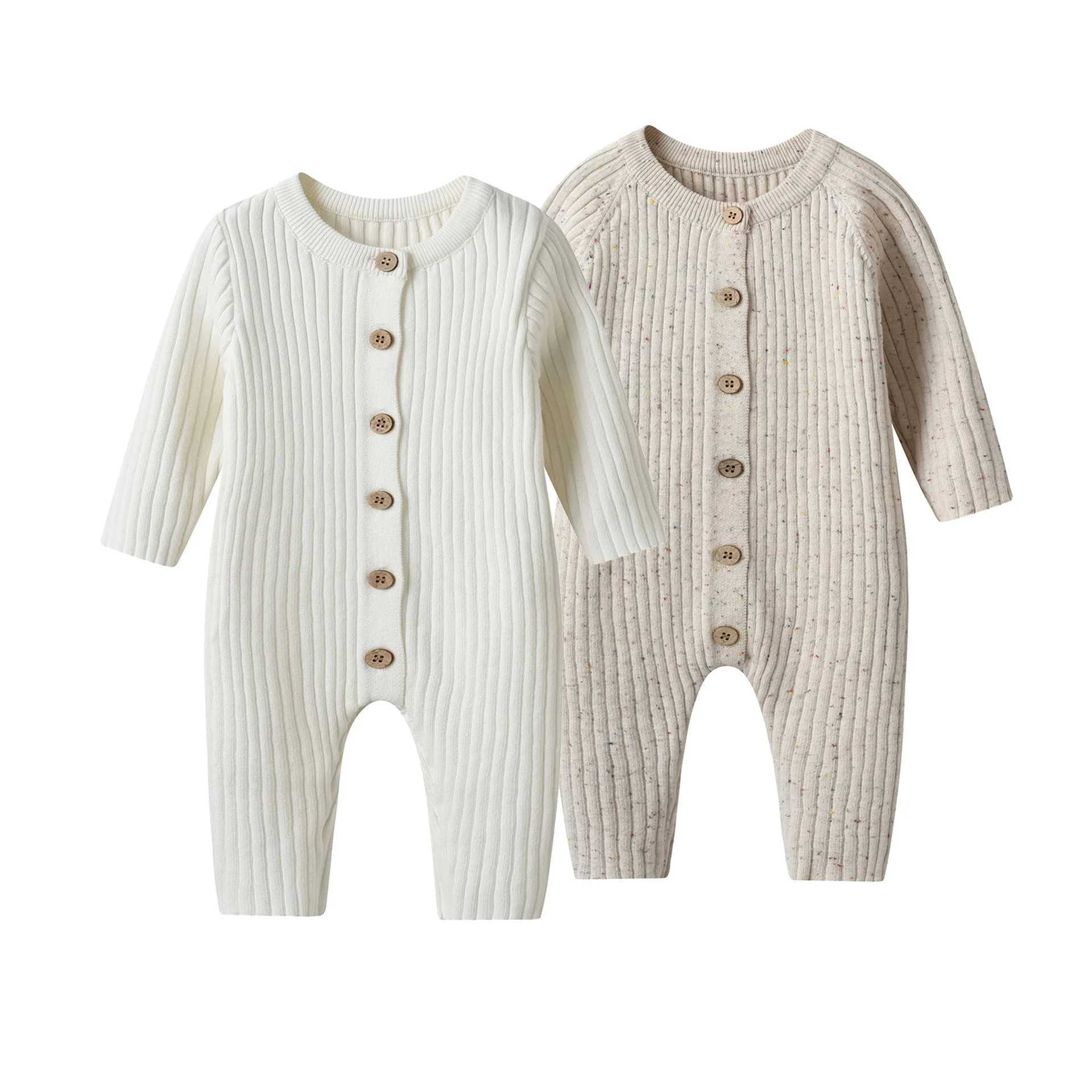 Little boys and girls no gender thick ribbed baby jumpsuit baby fashion natural basic pajamas baby comfortable winter clothing M241211 - view 6