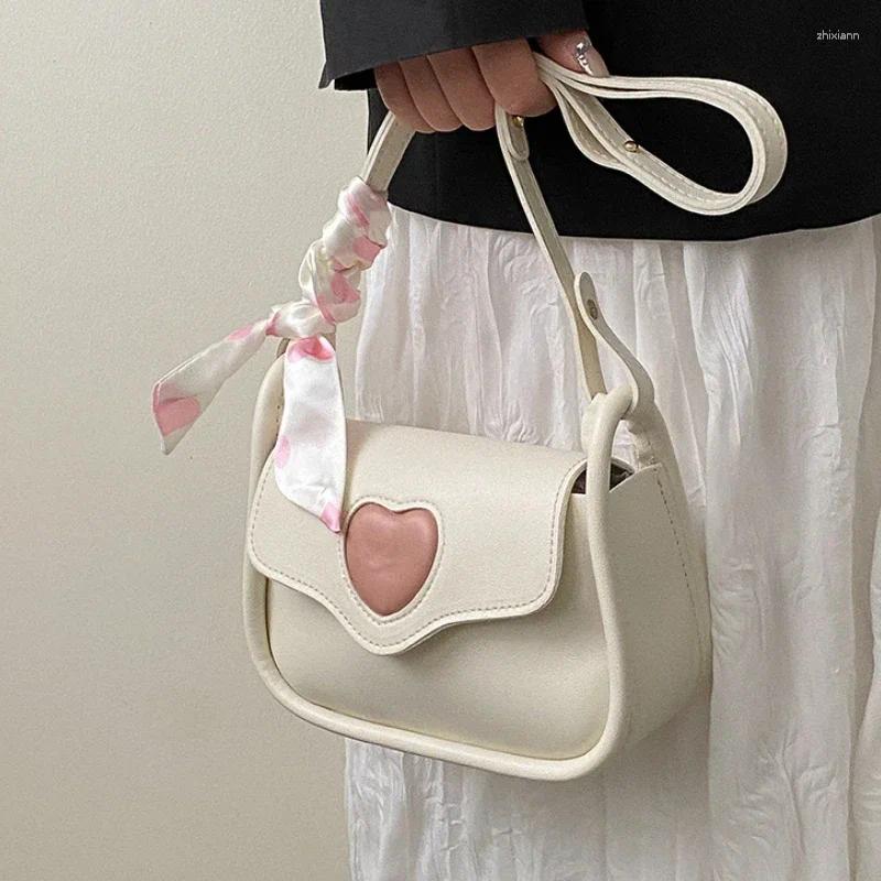 2025 NEW Drawstring Cute Love Heart Women's Small Square Shoulder Bags Fashion Female Messenger Bag Simple Ladies Crossbody Purse Handbag With Sc