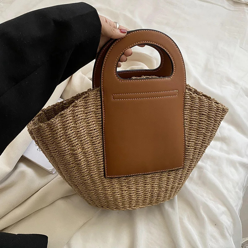 Fashion Womens Basket Shopping Bag Beach Straw Bag Summer Womens Travel Handbag Underwear Shoulder Bag 241205
