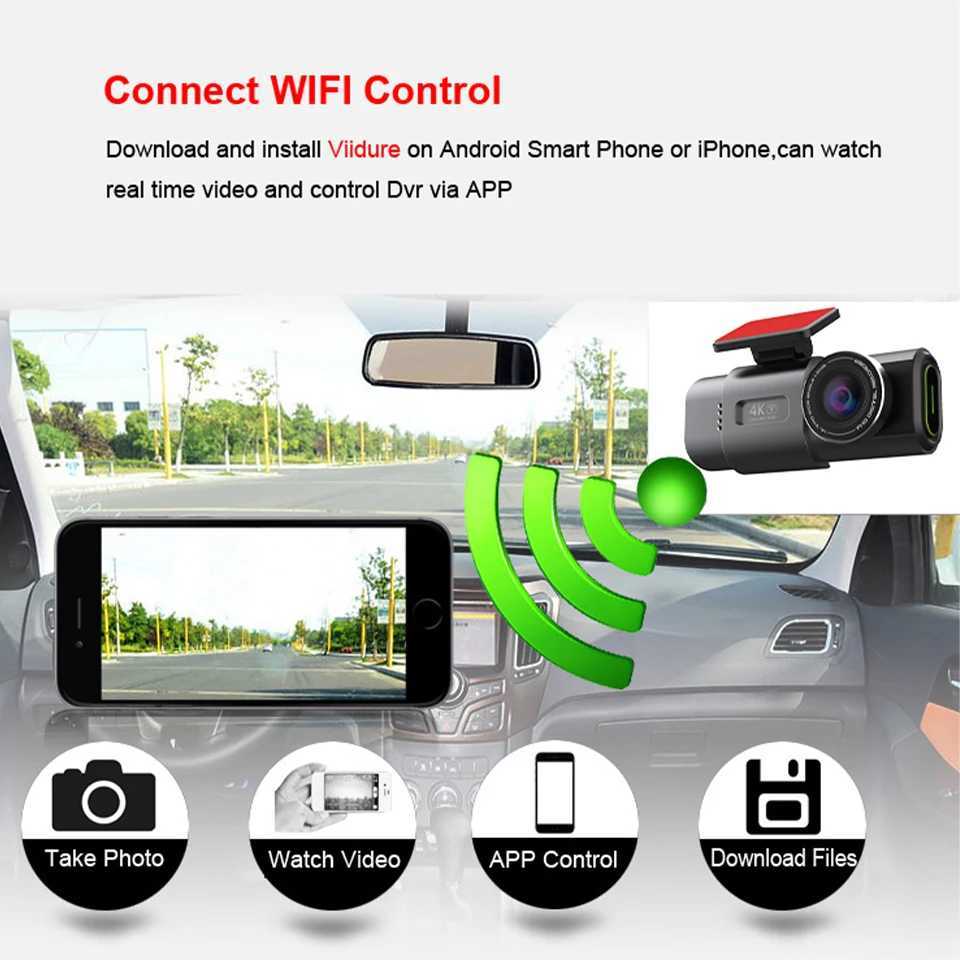 Car dvr 4K Dashcam Mini Camera Recorder GPS Wifi 24H Parking Dual Lens With 1080P Rearview Camera Night Vision Black Box For Car R250529