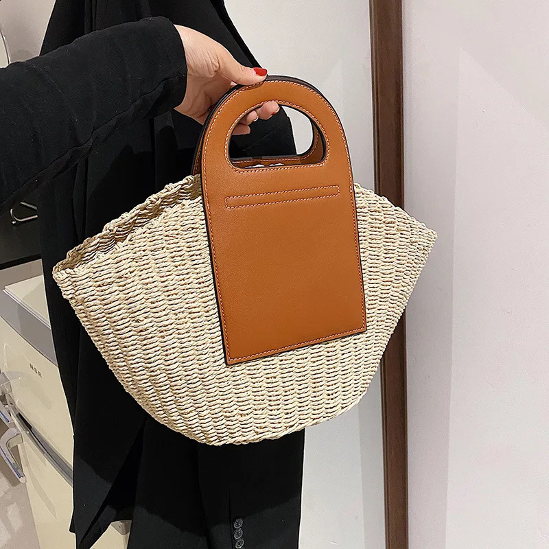 Fashion Womens Basket Shopping Bag Beach Straw Bag Summer Womens Travel Handbag Underwear Shoulder Bag 241205