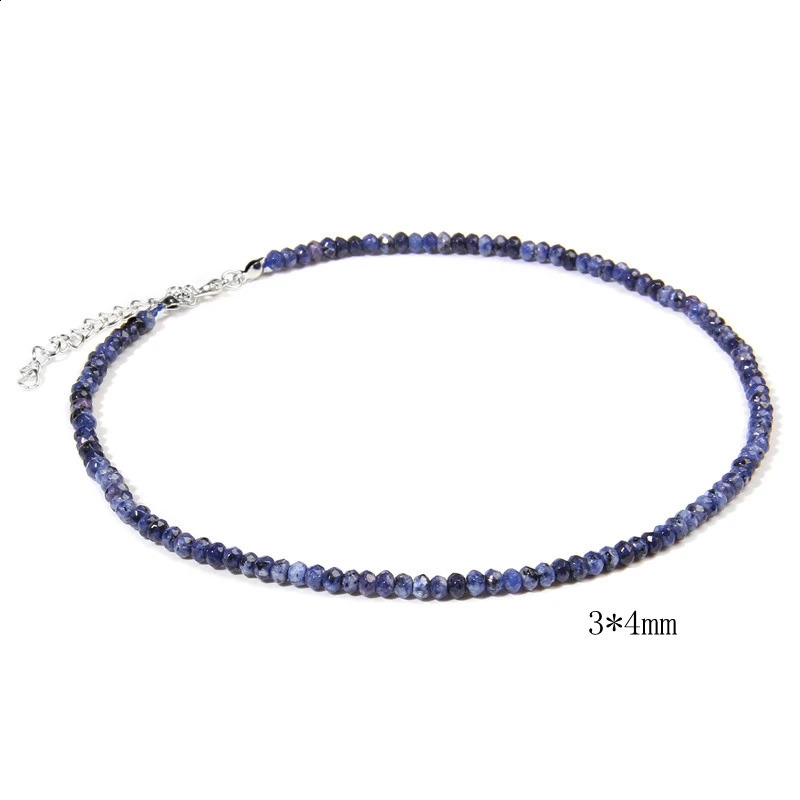 Natural stone bead necklace 3 * 4mm face wheel shaped chalk crystal necklace for womens Kravik chain necklace jewelry 241210