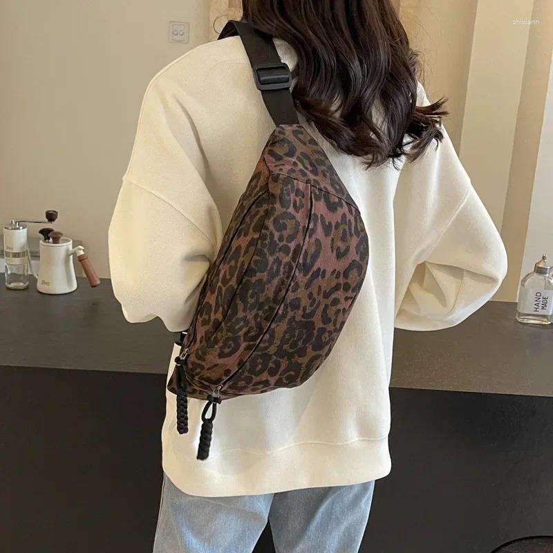 2025 NEW Waist Bags Leopard Print Bag Street Trend Fanny Pack Woman Chest Canvas Belt Fashion Female Shoulder Crossbody zhanyishengli