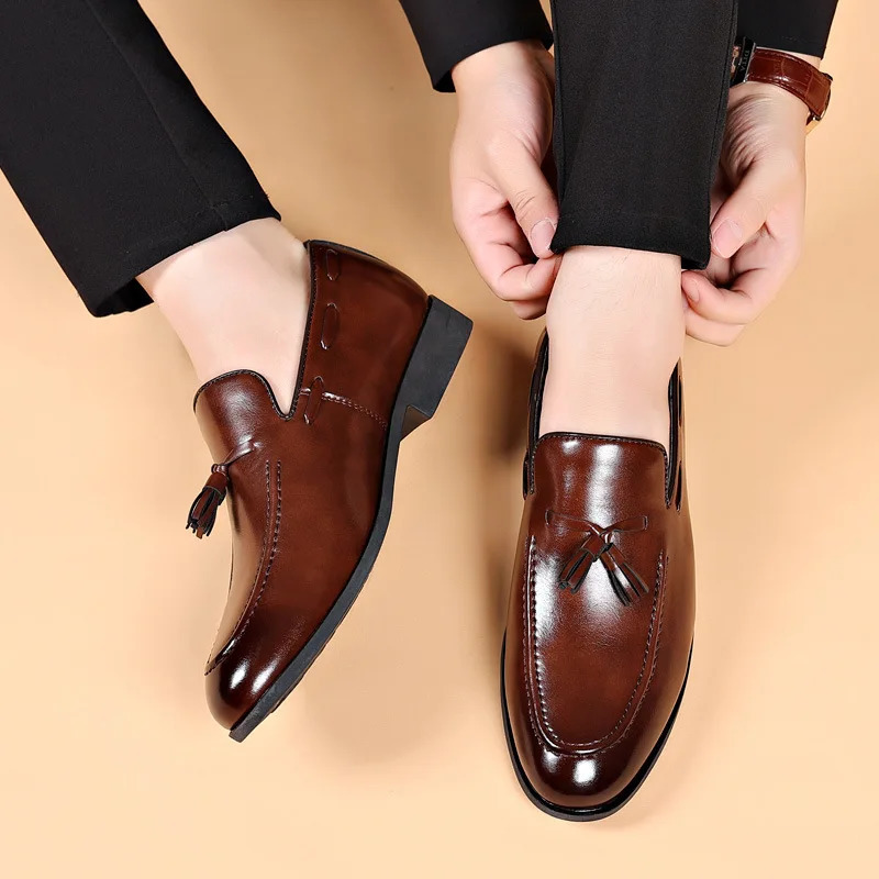 Mens Dress Shoes er 2024 Business Shoes Slip on Men Leather Shoes Pointed Toe Business Casual Man Zapatos Para Hombres 241220