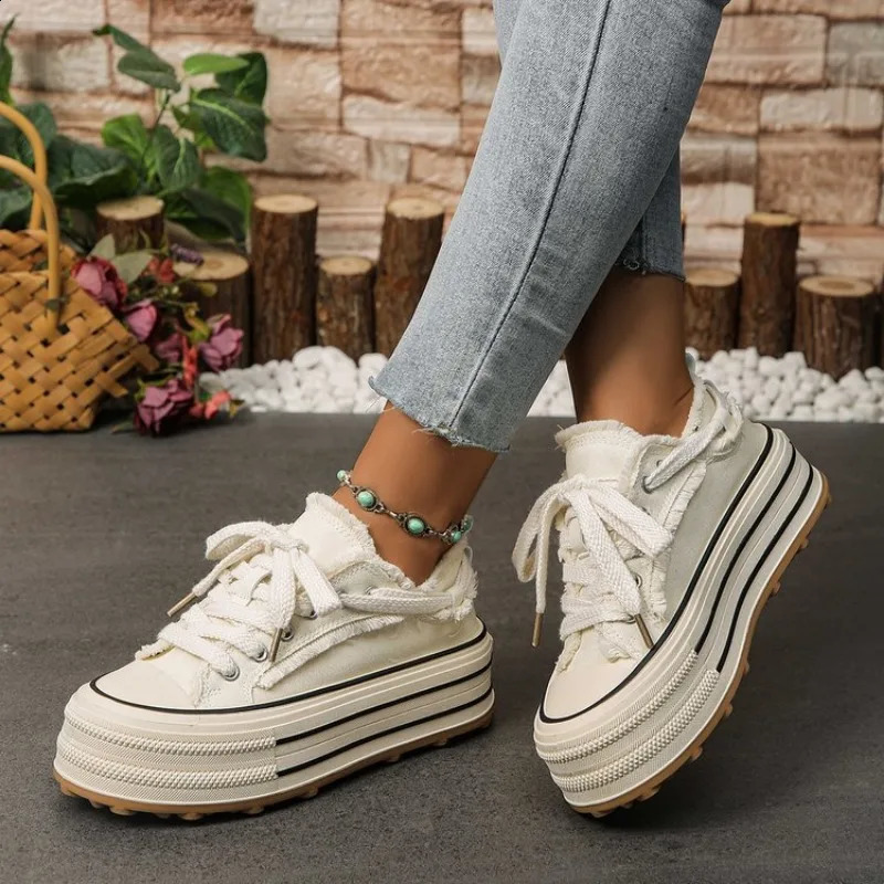 short and chubby womens sports shoes with canvas added inside casual white womens shoes platform sports shoes for women Zapatillas Mujer 241210