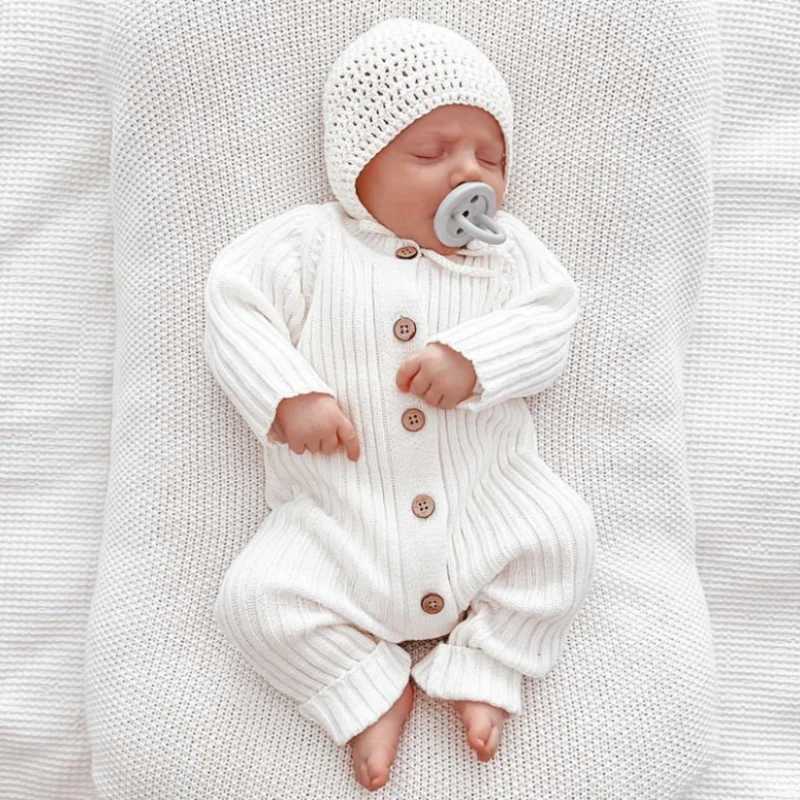Little boys and girls no gender thick ribbed baby jumpsuit baby fashion natural basic pajamas baby comfortable winter clothing M241211 - view 4