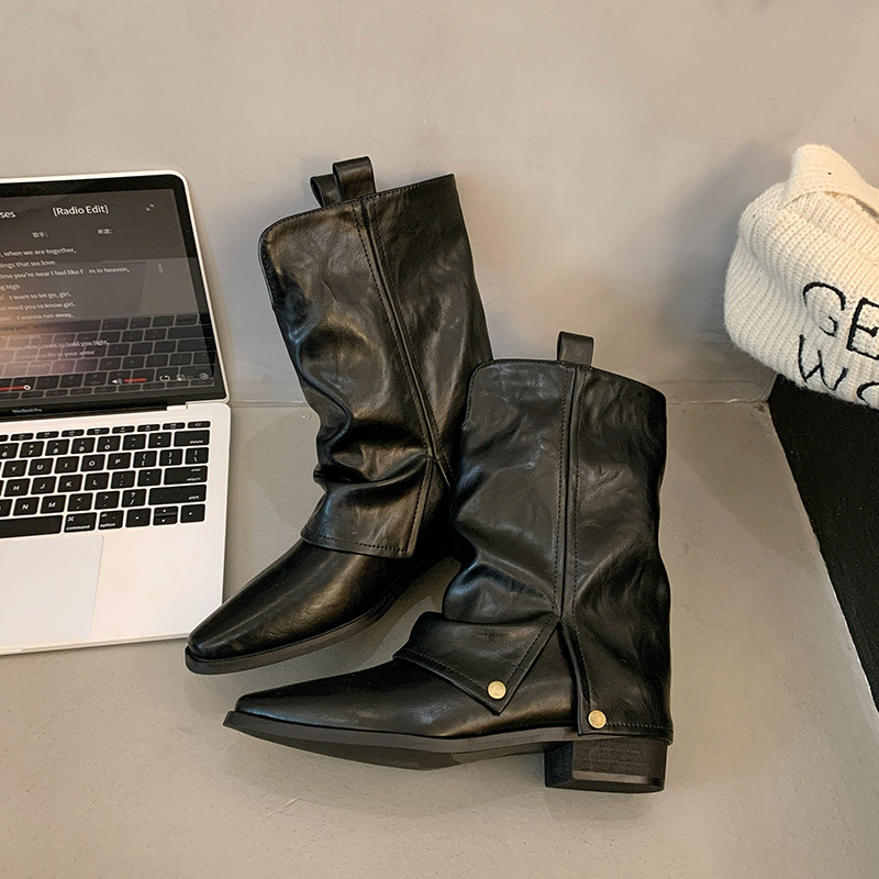 Women Boots:Pointed Toe High Chunky hot Heel Short Boots Western Style Fashion Simple Sexy Versatile,Black/Brown,Free shipping