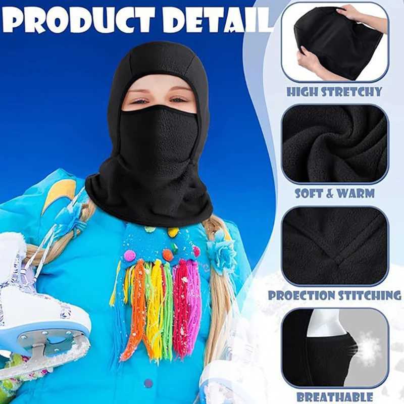 Winter Fleece Kids Balaclava Hat Outdoor Warm Full Face Mask Cover Cycling Ski Beanies Cold-Proof Ear Protection CapsXJ241210