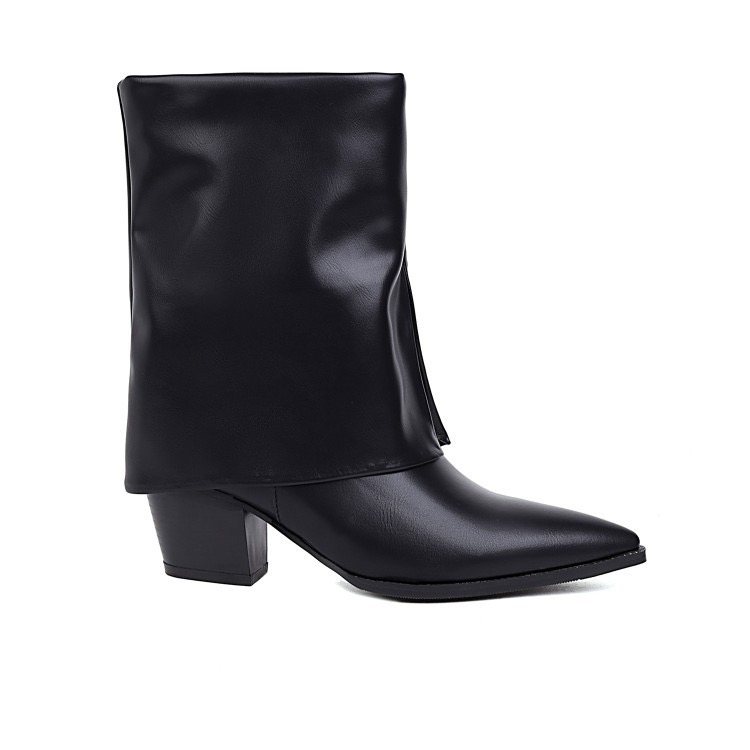 2024 New Design Knee-High for Women High Slip on Autumn Winter Pole Dance Shoes Chunky Heel Pointed Toe Fashion Boots