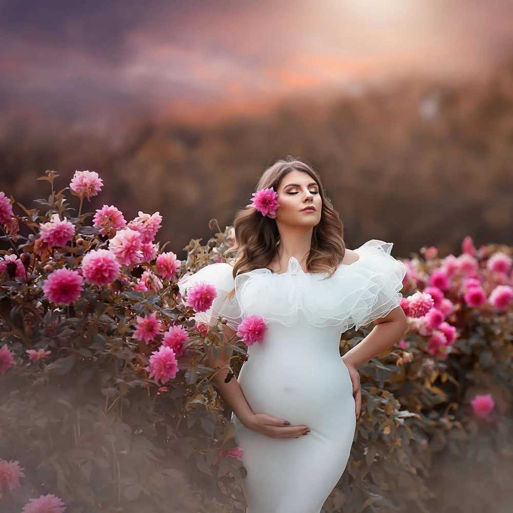 Pregnant womens photography props baby showers long dresses pregnant womens photos comfortable and elastic fabrics pregnant womens dresses W241211