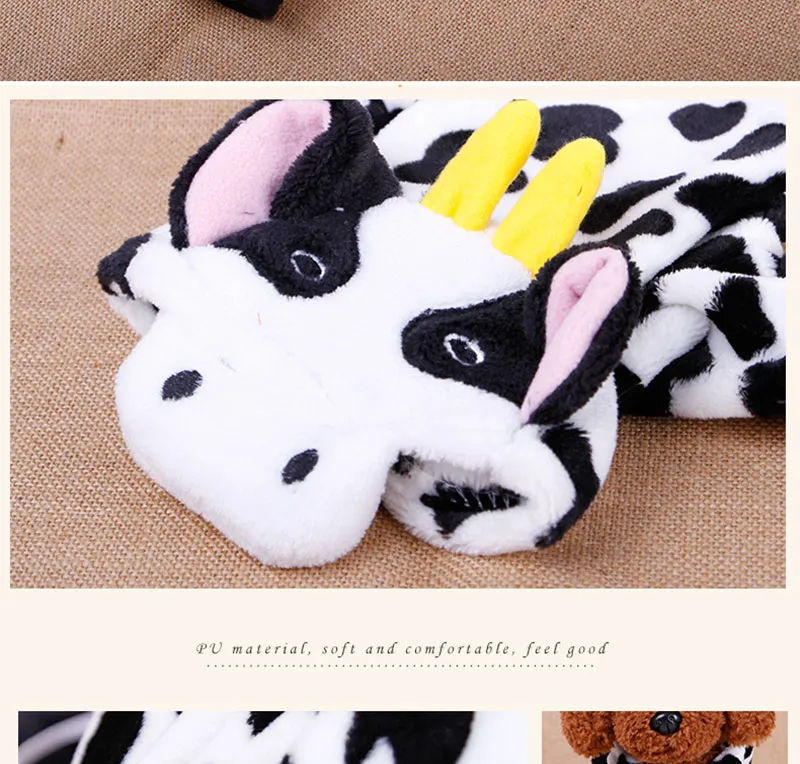 Dog Apparel Funny Halloween Costume Cute Cow Pet Clothes For Small Dogs Cats Chihuahua Clothing Warm Fleece Puppy Coats HF34