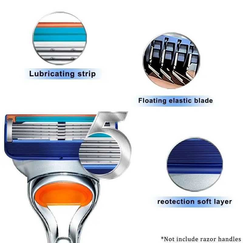6/2/8/4 pieces of high-quality 5-layer manual shaver blades mens facial shaver replacement blades and shaver holder setW241211