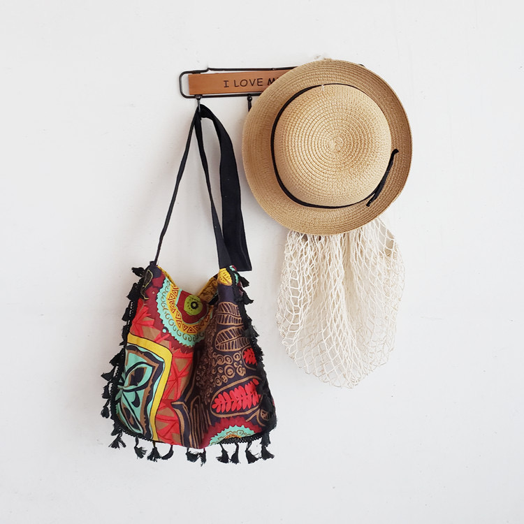 New artistic Bohemian canvas New ethnic style Su diagonal cross bag, women's shoulder bag