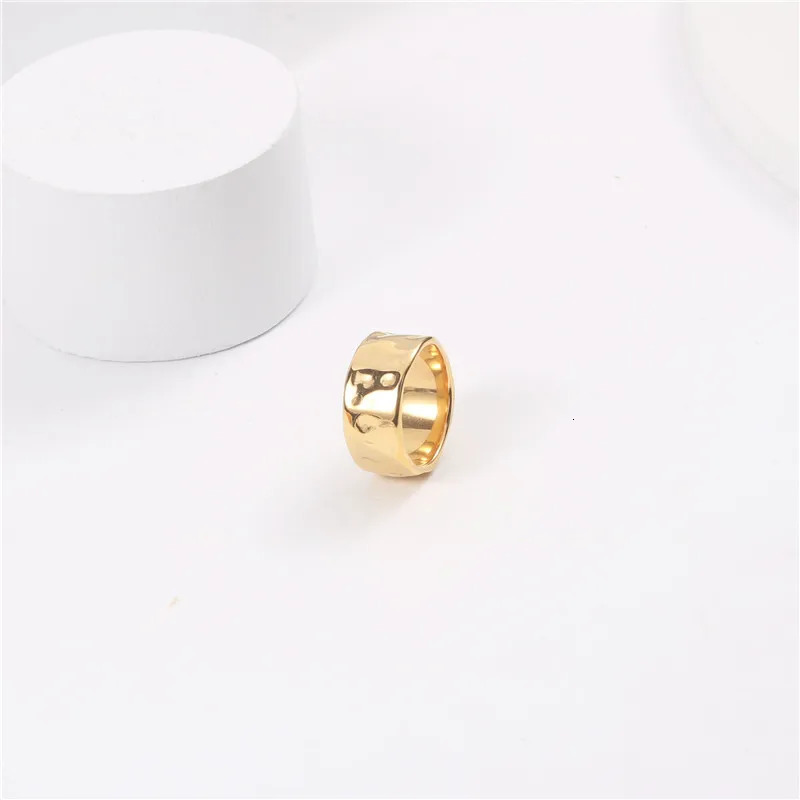 SOMMAR Fashion 18KGP Gold plated Lady ring Irregular textured ring with concave and convex patterns opal 241211