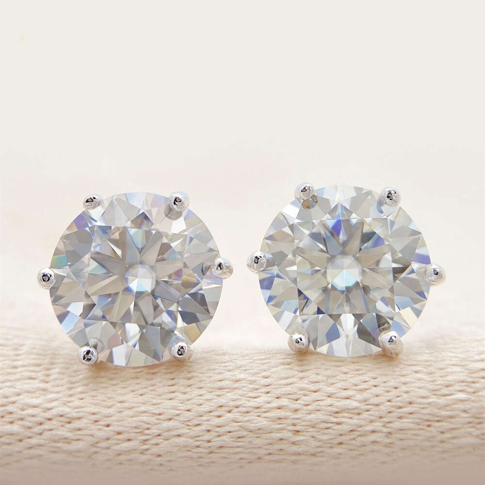 pass diamond tester vvs1 moissanite earrings designer for women 925 sterling silver 6 prong stud earrings plated 18K gold mens earring jewelry valenti