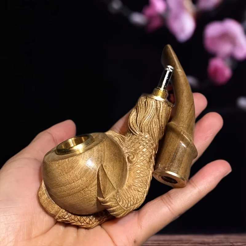 Tobacco Pipe Dragon Claw Box Handmade Solid Wood Old-fashioned Pot Mens Gift Filter High-grade Carved Small Leaf Red SandalwoodXJ241211
