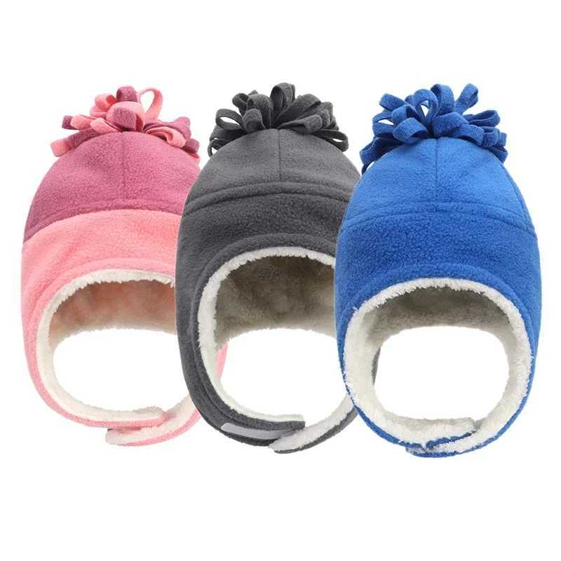 Autumn Winter Baby Hat Floral Girls Boys Earflap Hat Polar Fleece Kids Warm Cap Infant Toddler Bonnet Baby Stuff AccessoriesXJ241210