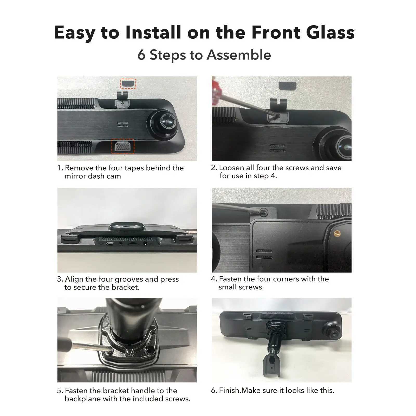 Car DVRs WOLFBOX OEM Bracket for Mirror Dash Cam 12 Inch Mirror Dash Cam Mount Bracket Arm for Car DVR Instead of Strap H250206