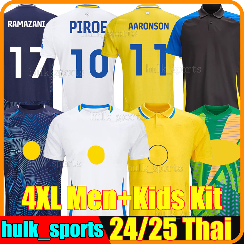 4XL 24/25 Leeds Soccer Jerseys 2024 2025 United PIROE AARONSON RAMAZANI GNONTO MATEO JOSEPH JAMES STRUIJK BOGLE JUNIOR RODON ROTHWELL men kids kit sets football shirt